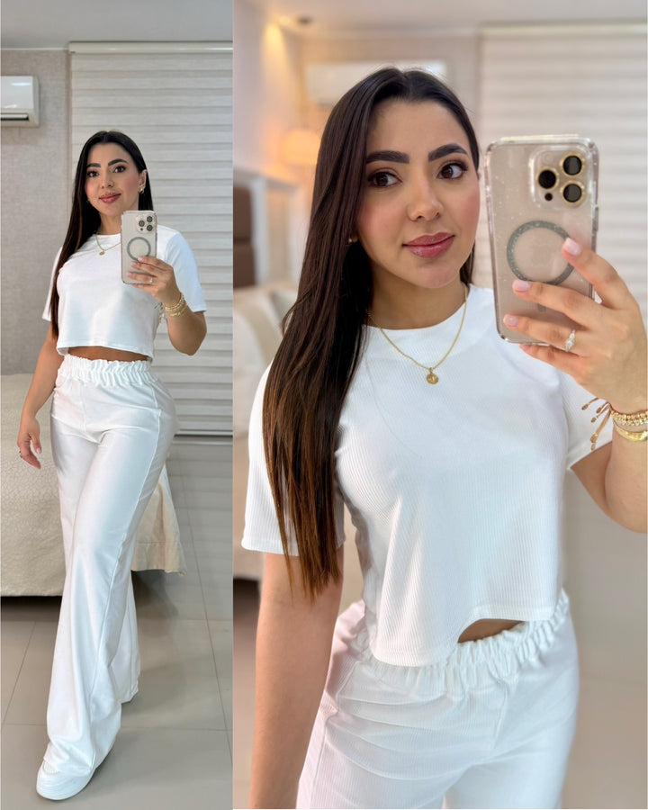 Ref 386 set plisado blusa corta