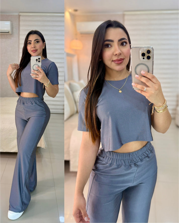 Ref 386 set plisado blusa corta