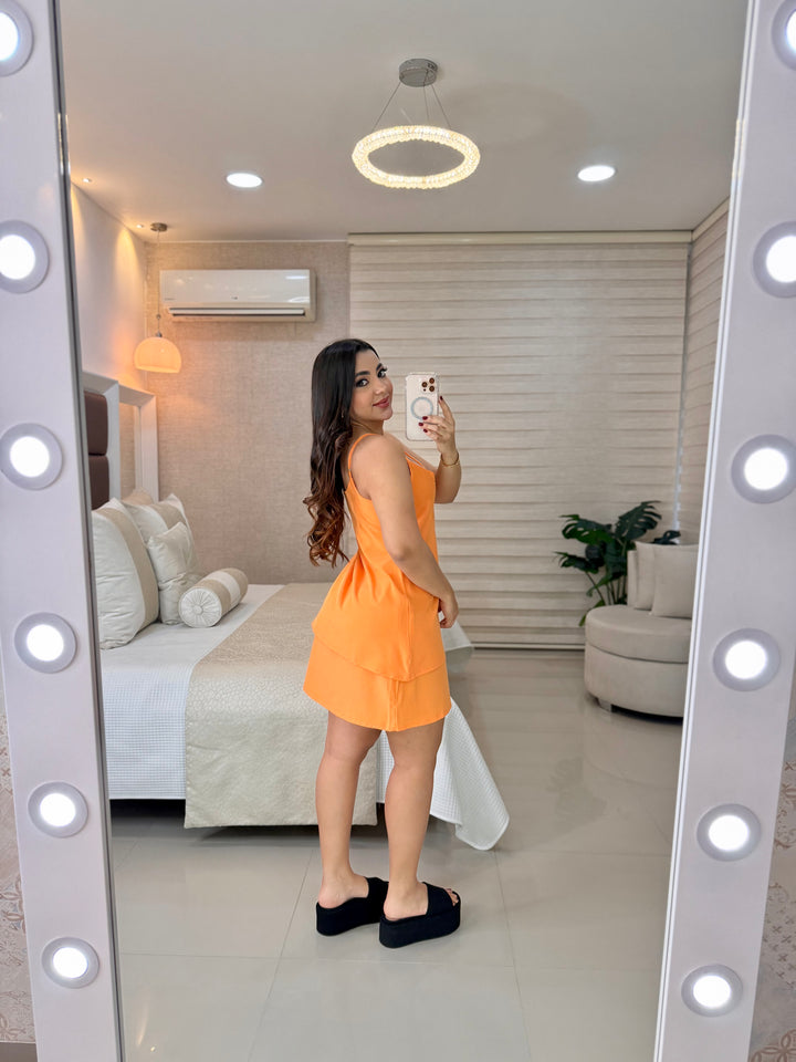 Ref 392 vestido chifon unicolor