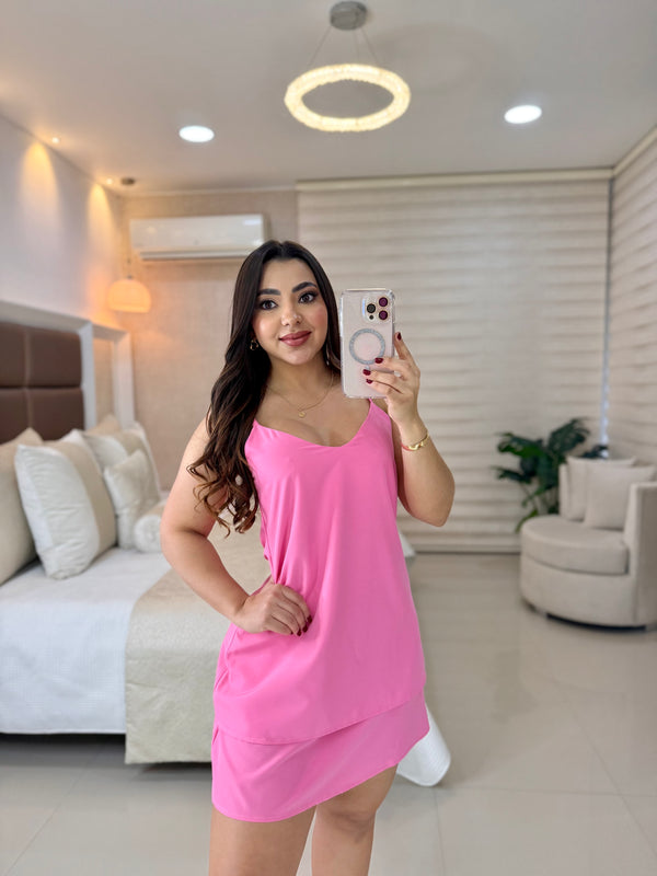 Ref 392 vestido chifon unicolor