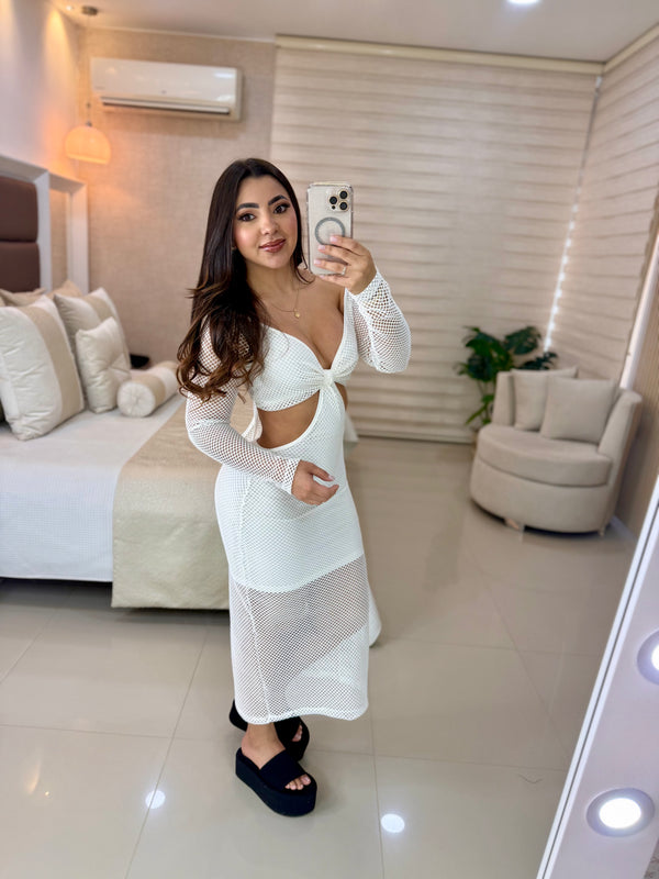 Ref 376 vestido playa manga larga