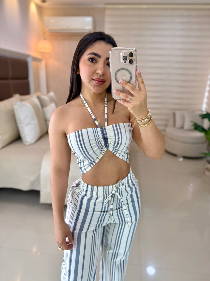 Ref 398 set lino de rayas