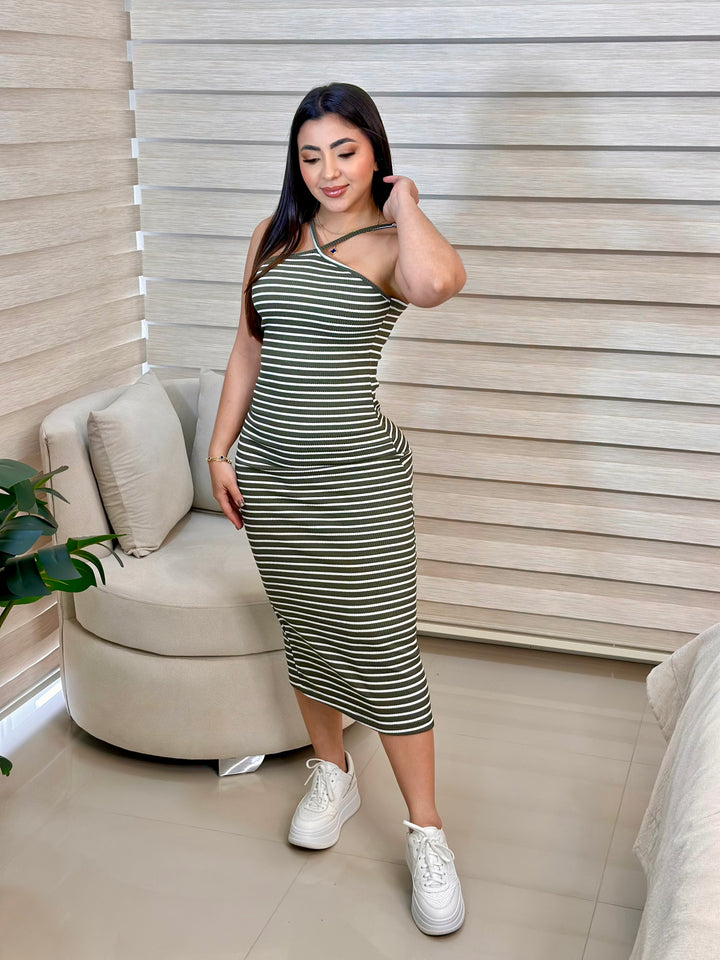 Ref 413 vestido rib de rayas